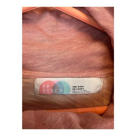 FP Beach Free People Pink Shawl Collar Boho Bohemian Blouse Shirt Top XS - Picture 2 of 5